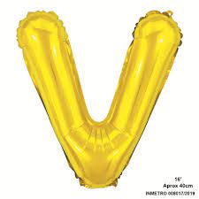 BALAO MAKE+ METALICO 16' 40CM DOURADO LETRA V