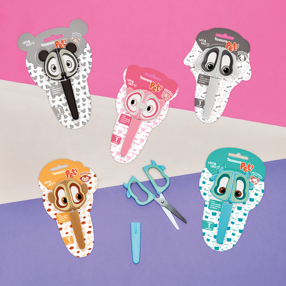 TESOURA ESCOLAR LEO&LEO PETS BLISTER 72003 - SORTIDAS
