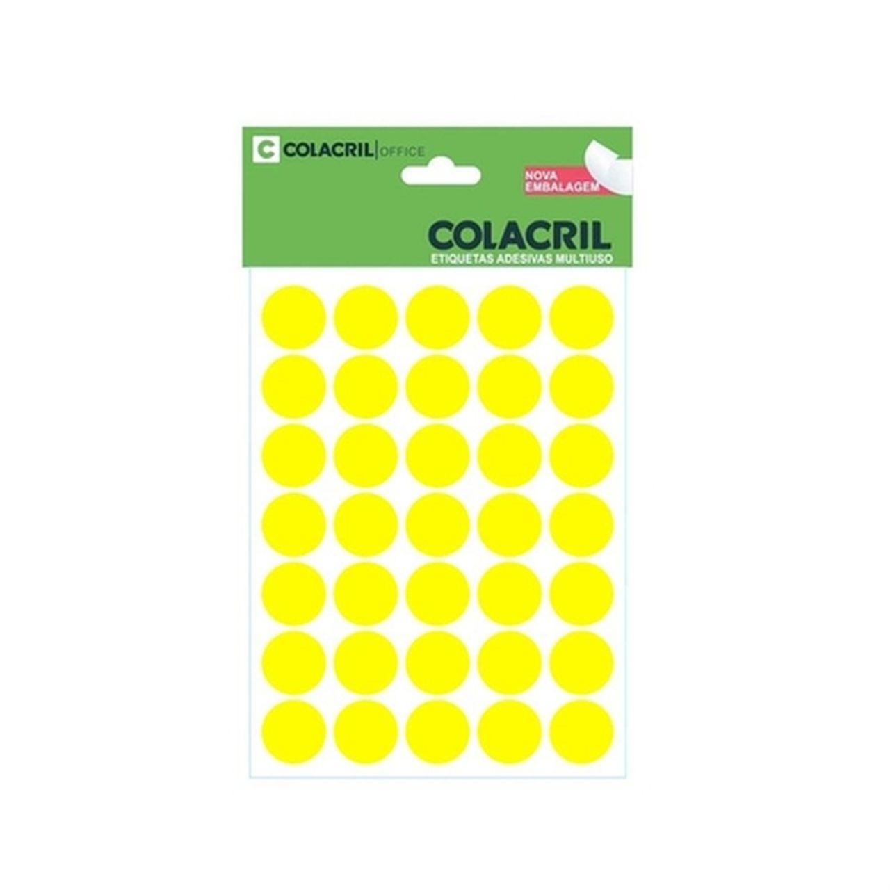 ETIQUETA COLACRIL TP19 C/210 AMARELO FLUORESCENTE 6001AF