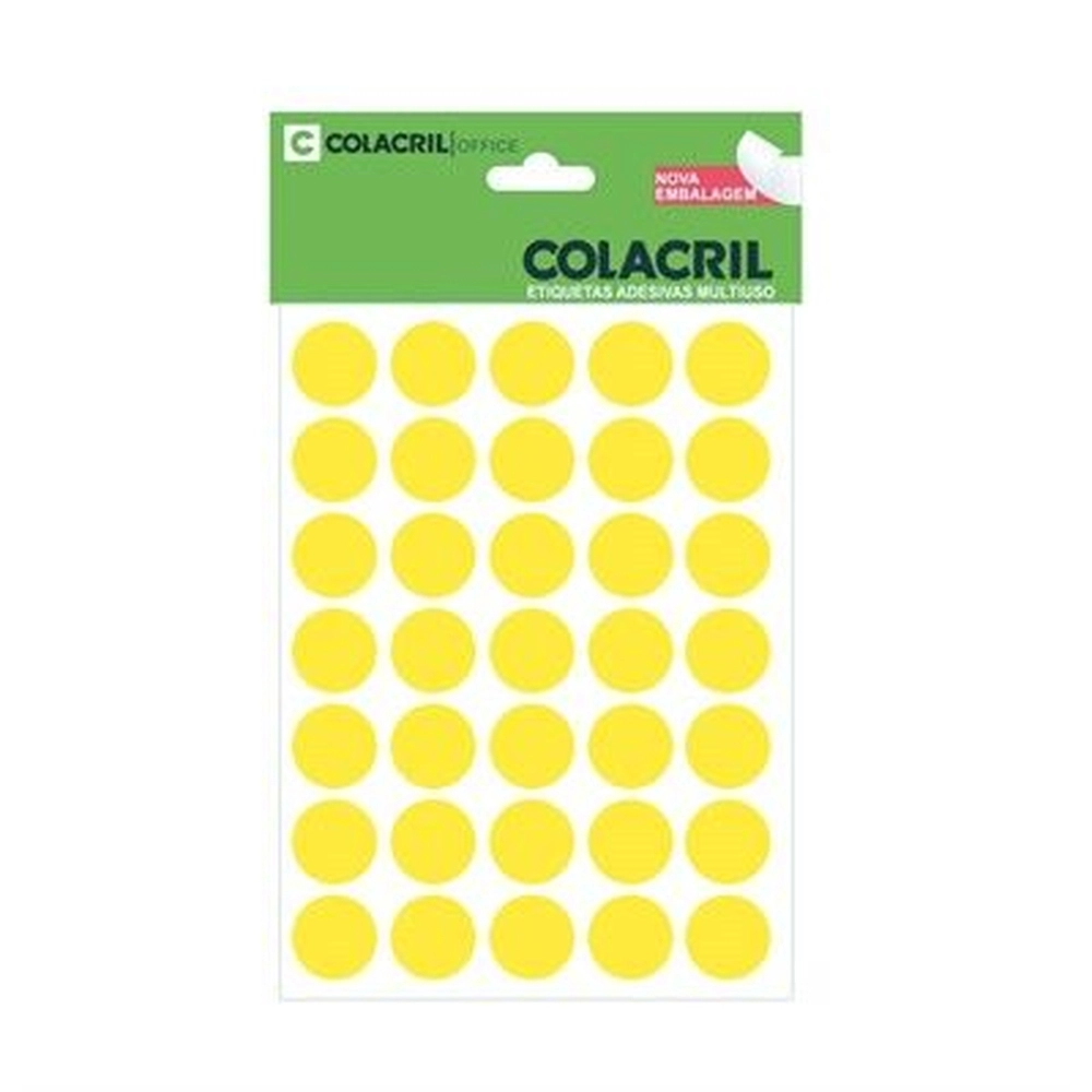 ETIQUETA COLACRIL TP19 C/210 AMARELO 6001AM