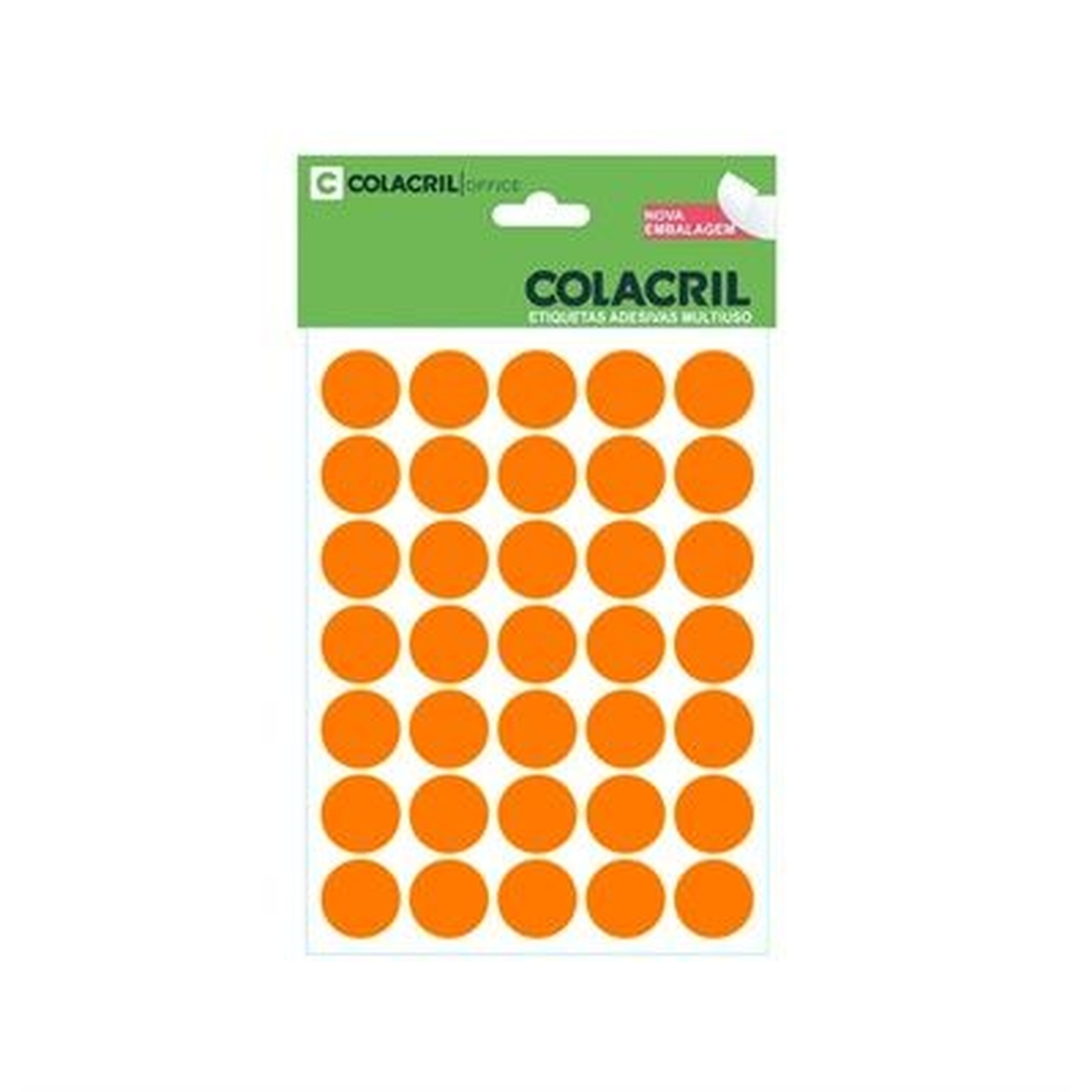 ETIQUETA COLACRIL TP19 C/210 LARANJA FLUORESCENTE 6001LF