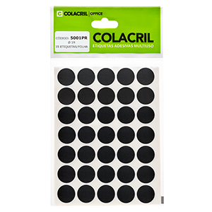 ETIQUETA COLACRIL TP19 C/210 PRETO 6001PR
