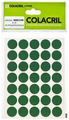 ETIQUETA COLACRIL TP19 C/210 VERDE 6001VD