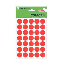 ETIQUETA COLACRIL TP19 C/210 VERMELHO 6001VM