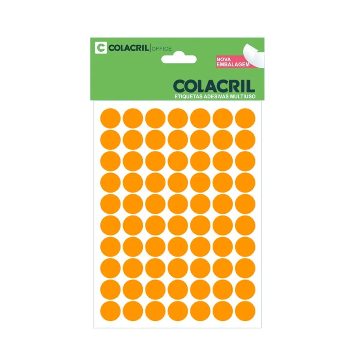 ETIQUETA COLACRIL TP19 C/420 LARANJA FLUORESCENTE 6021LF