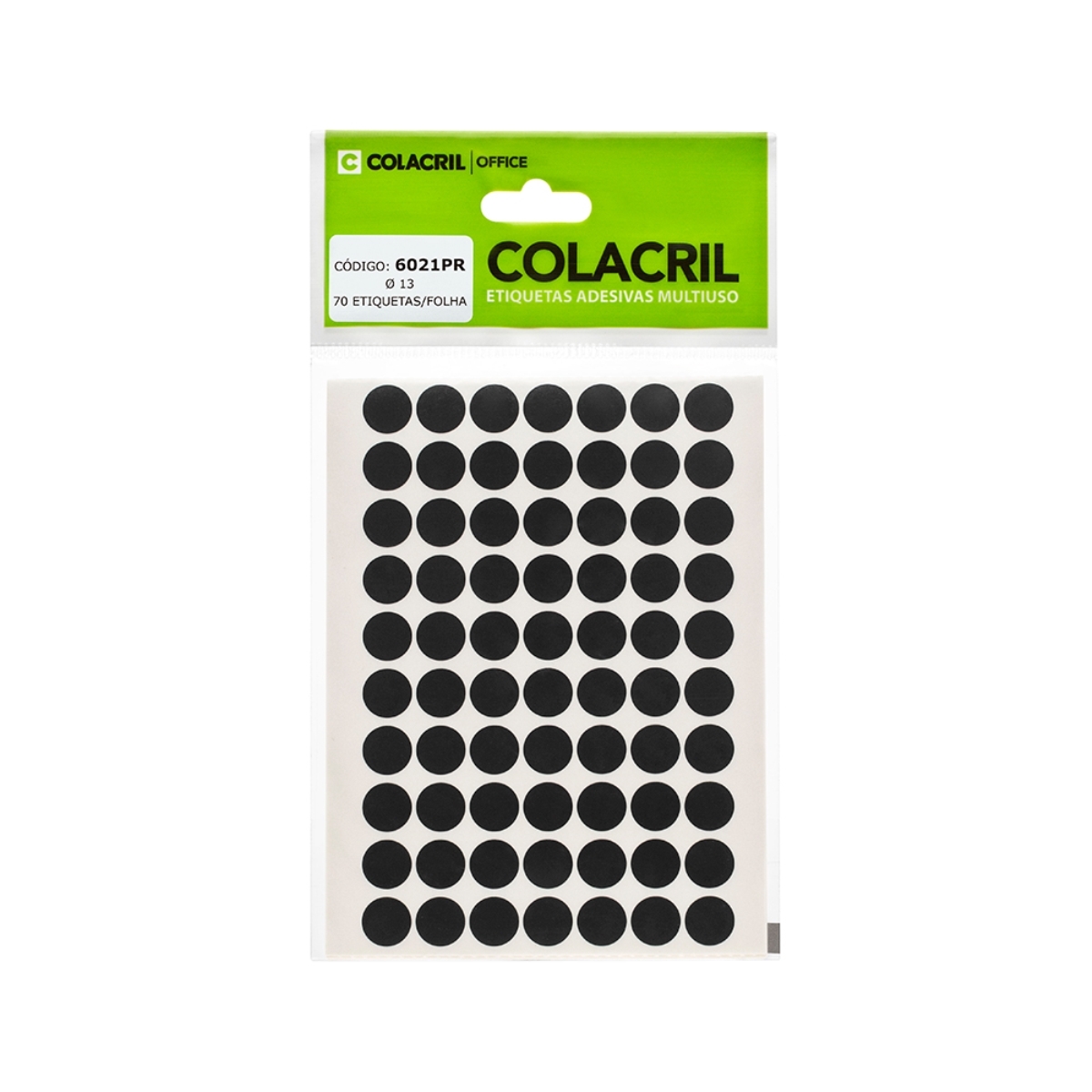 ETIQUETA COLACRIL TP13 C/420 PRETA 6021PR