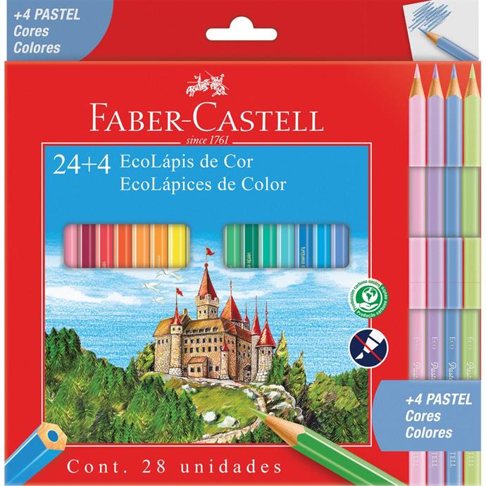 LAPIS DE COR FABER CASTELL C/24 + 4 LAPIS PASTEL 120124+4P 