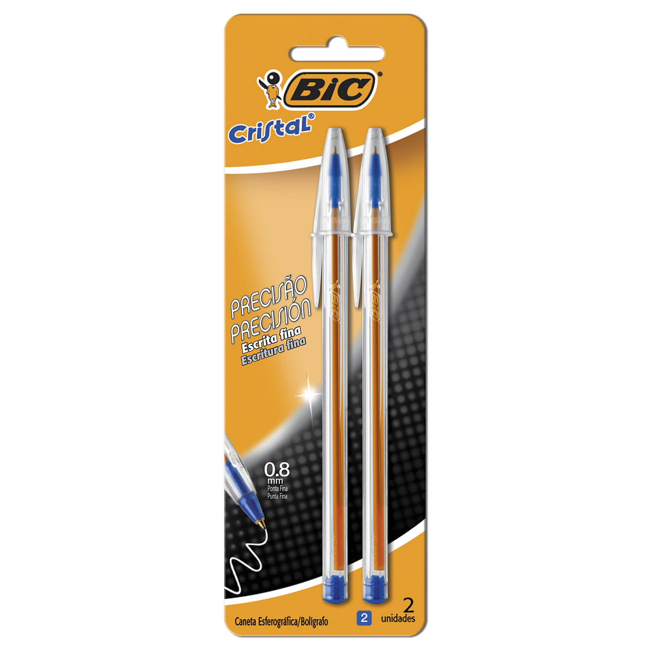 CANETA BIC CRISTAL BLISTER FINE AZUL C/2