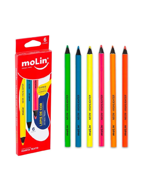 LAPIS DE COR MOLIN C/6 JUMBO NEON 13020