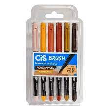 CANETA CIS MARCADOR BRUSH ESTOJO C/6 TONS DE PELE