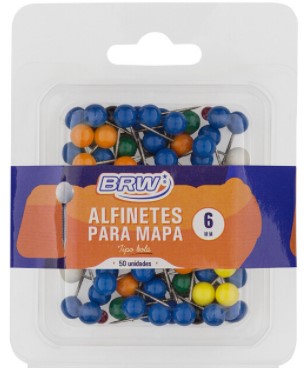 ALFINETE BRW P/MAPA C/50 6MM BOLA AB0650