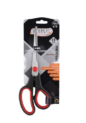 TESOURA  BRW ACO INOX BLISTER 17CMCABO EMBORRACHADO TE1702