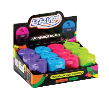 APONTADOR BRW TRIANGULAR DUPLO C/DEPOSITO NEON AP2008