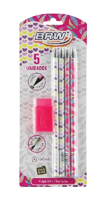 KIT ESCOLAR BRW ECO ROSA C/5PC KT2001