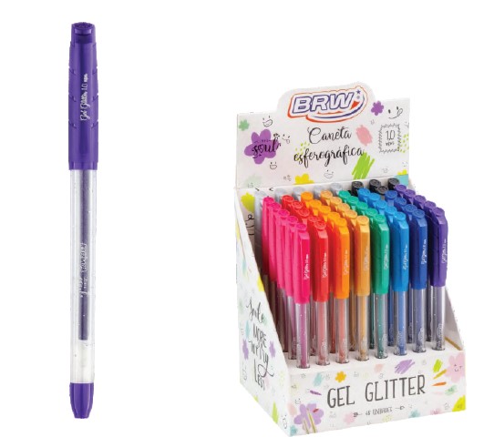 CANETA BRW 1.0 GEL GLITTER SORTIDA CA0030