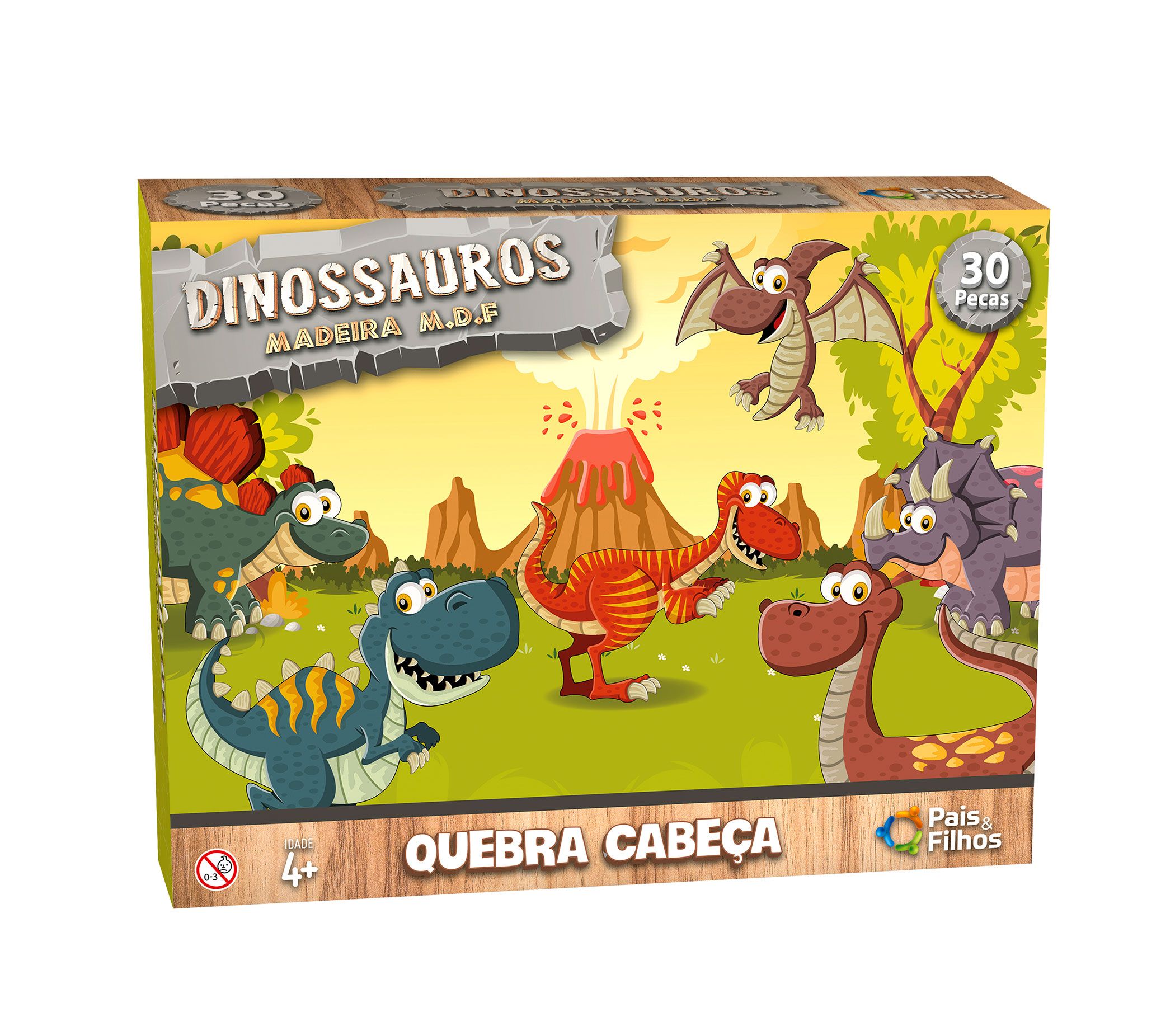 QUEBRA CABECA PAIS E FILHOS DINOSSAUROS MADEIRA 0965