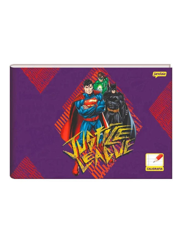 CADERNO JANDAIA 1/4 40 FOLHAS BROCHURA CALIGRAFIA LIGA DA JUSTICA