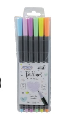 CANETA BRW FINELINER 0.4MM TOM PASTEL C/6 FI0003