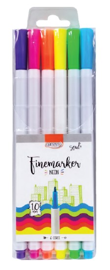 CANETA BRW FINEMARKER 1.0 NEON BLISTER C/6 FI2003