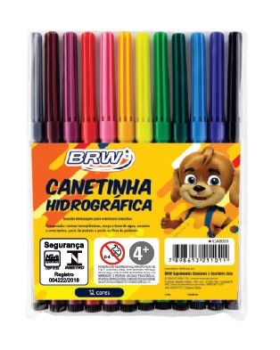 CANETA BRW HIDROGRAFICA BLISTER COM 12 CORES
