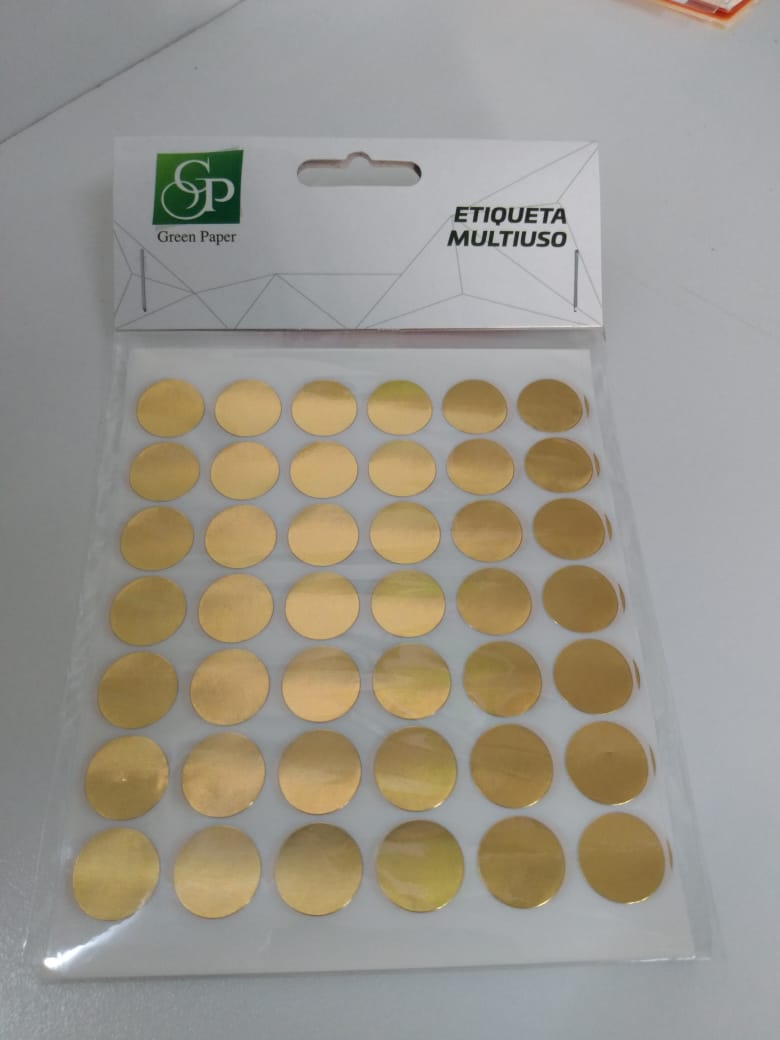 ETIQUETA GREEN PAPER 12M OURO C/5F