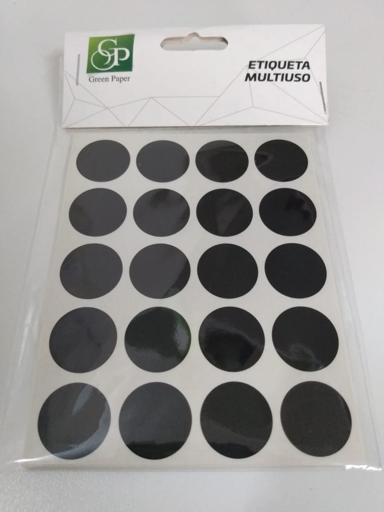 ETIQUETA GREEN PAPER 19M PRETO C/10F