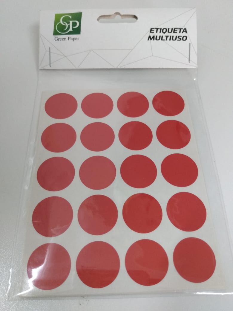 ETIQUETA GREEN PAPER 19M VERMELHA C/10 FOLHAS