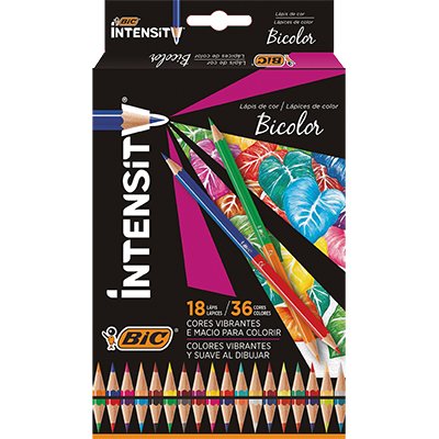 LAPIS DE COR BIC INTENSITY BICOLOR COM 18 LAPIS 36 CORES
