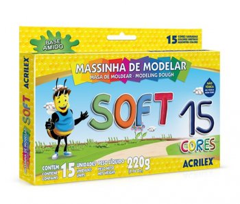 MASSA DE MODELAR ACRILEX SOFT C/15 CORES 7314