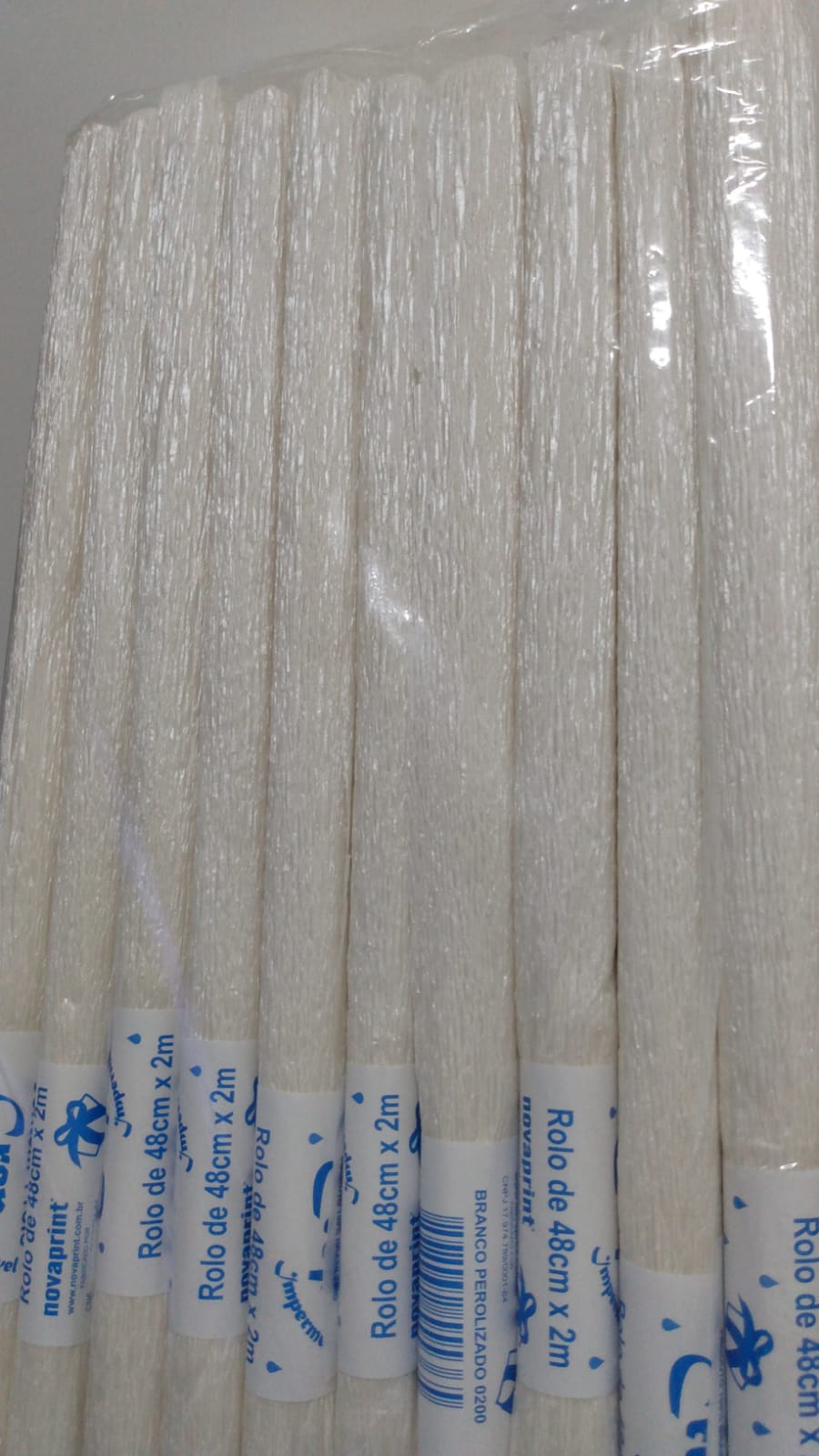 PAPEL CREPOM NOVAPRINT IMPERMEAVEL 48X2M BRANCO PEROLIZADO