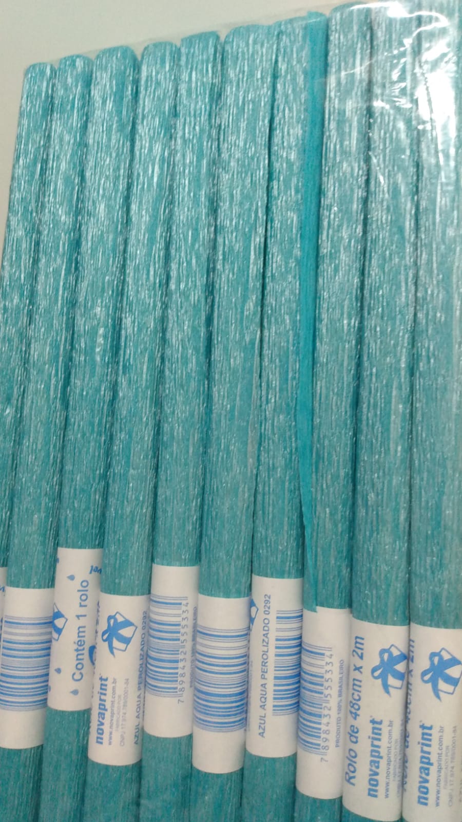 PAPEL CREPOM NOVAPRINT IMPERMEAVEL 48X2M AZUL AQUA PEROLIZADOUA 