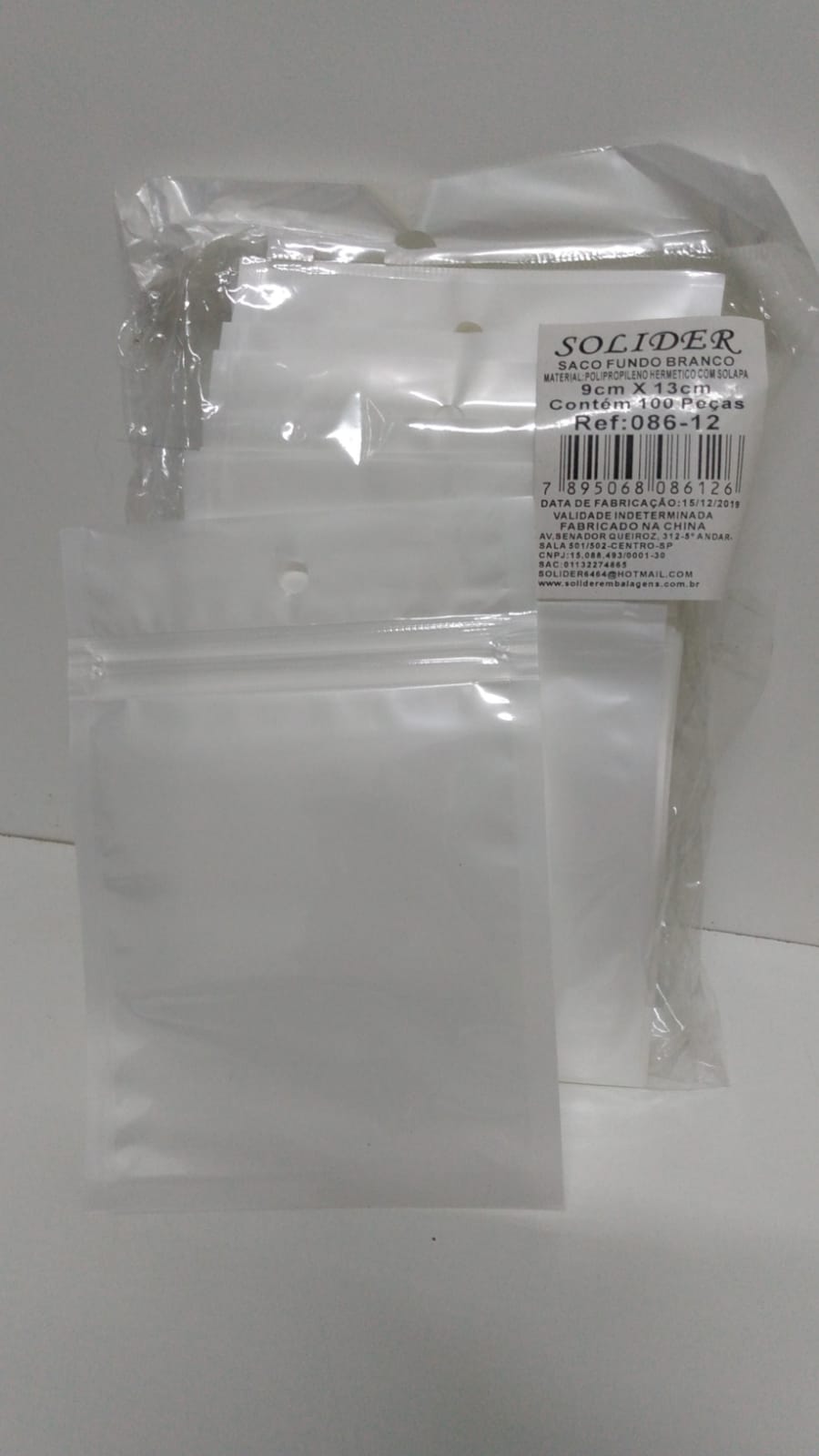 SACO SOLIDER 9X13 FUNDO BRANCO C/100 086-12