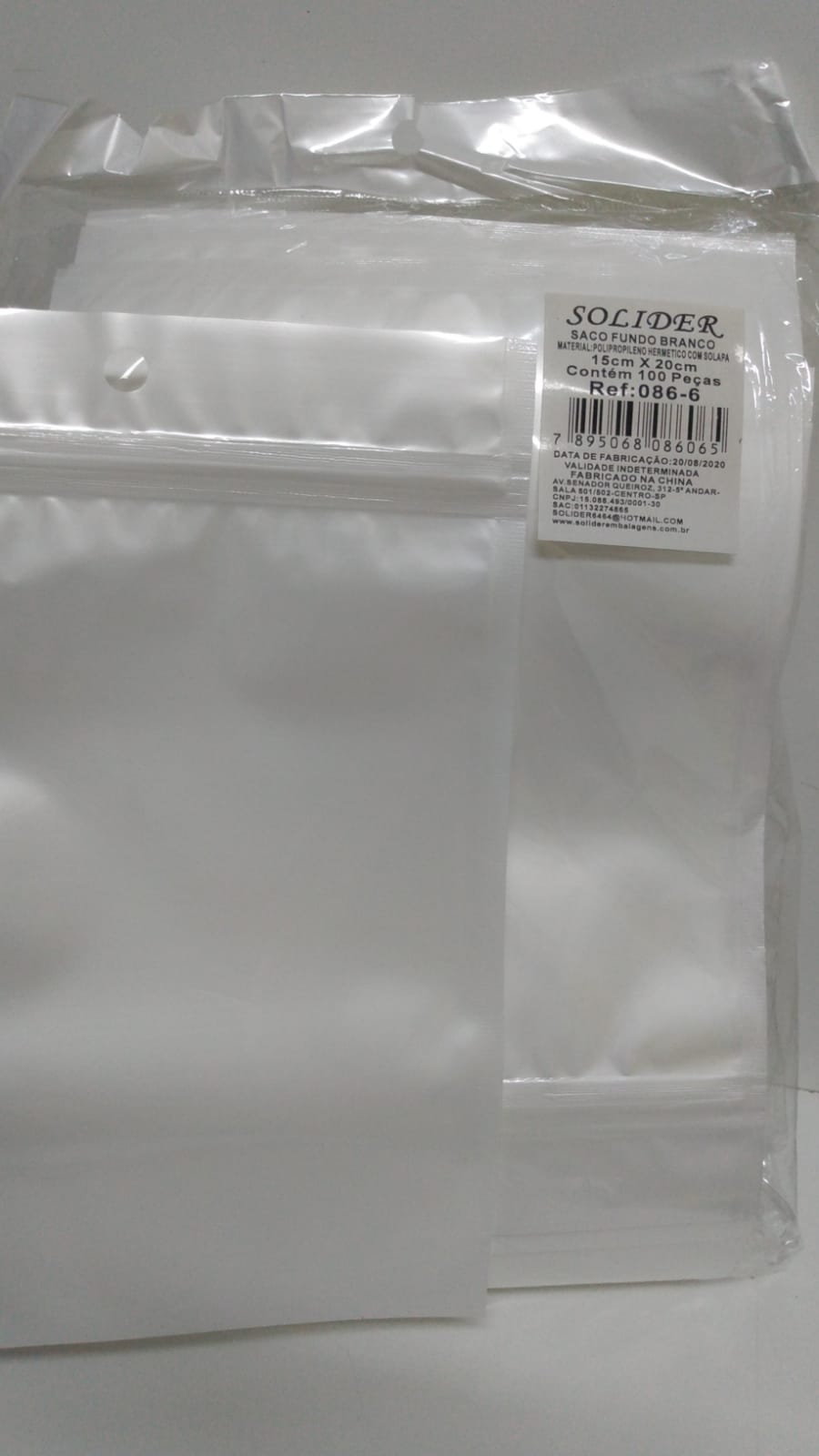 SACO SOLIDER 15X20 FUNDO BRANCO C/100 086-6