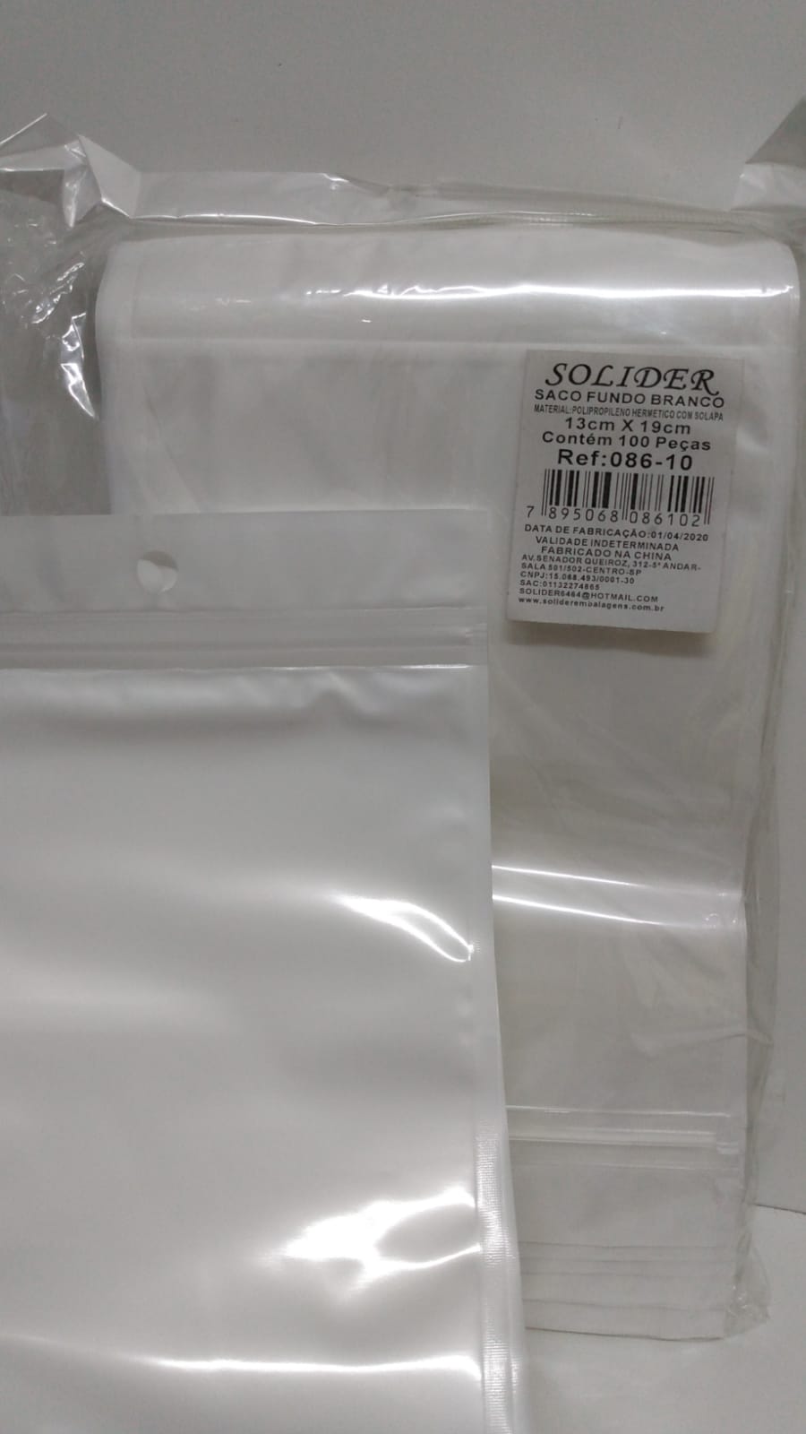 SACO SOLIDER 13X19 FUNDO BRANCO C/100 086-10