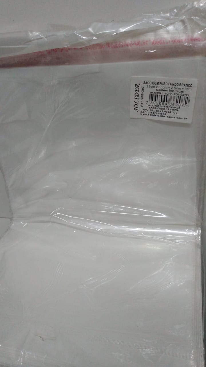 SACO SOLIDER 25X35+2,5+3 FUNDO BRANCO C/100 466-207