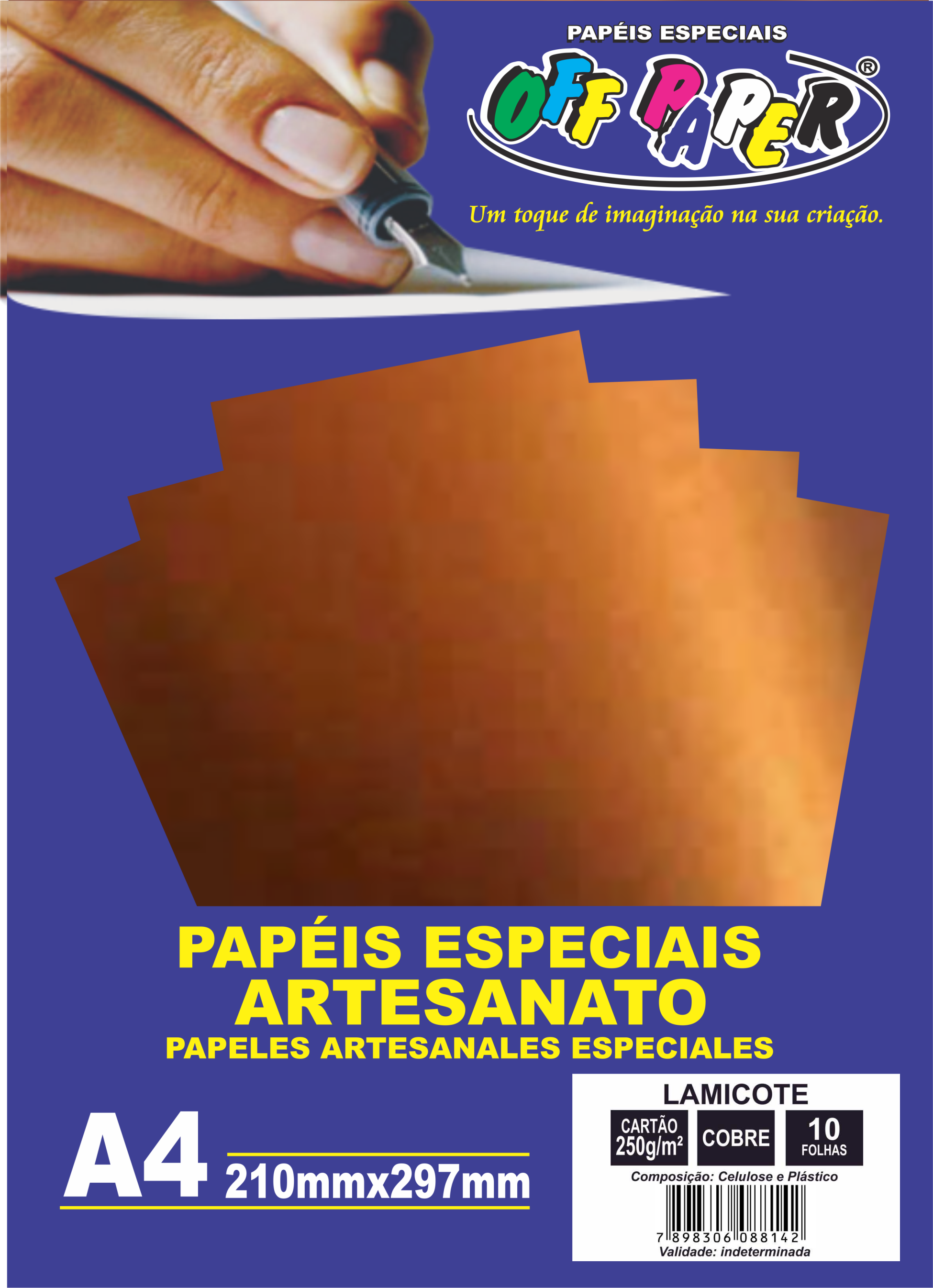 PAPEL OFF PAPER LAMICOTE 250G A4 10FL COBRE
