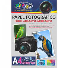 PAPEL FOTO A4 130G OFF PAPER ADESIVO C/50F