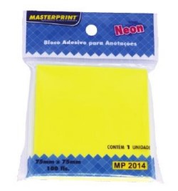 BLOCO ADESIVO MASTER 75X75 100F AMARELO NEON MP2014