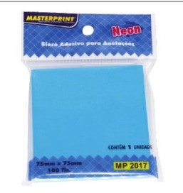 BLOCO ADESIVO MASTER 75X75 100F AZUL NEON MP2017