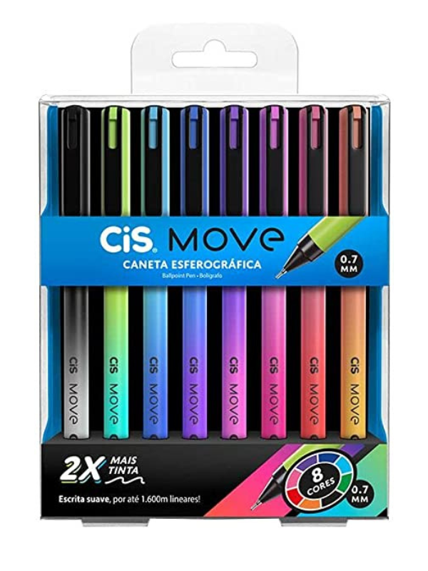 CANETA CIS MOVE 0.7 BLISTER C/8