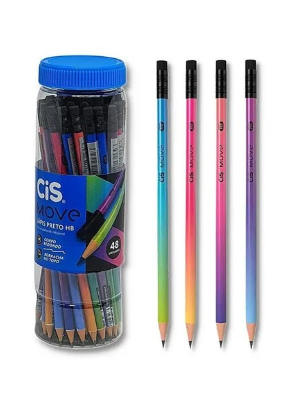 LAPIS CIS C/BORRACHA PR HB MOVE SORTIDO