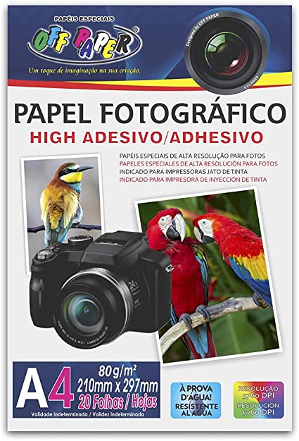 PAPEL FOTO A4 80G OFF PAPER ADESIVO 20FL