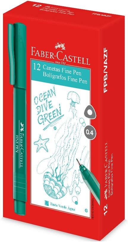 FABER-CASTELL FINE PEN CANETA PONTA FINA VERDE (ÁGUA), 0.4 MM