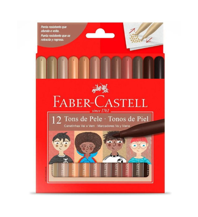 CANETA FABER CASTELL HIDRO 12 TONS DE PELE VAI E VEM