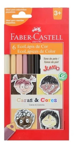 LAPIS DE COR FABER CASTELL JUMBO PELE 6 CORES