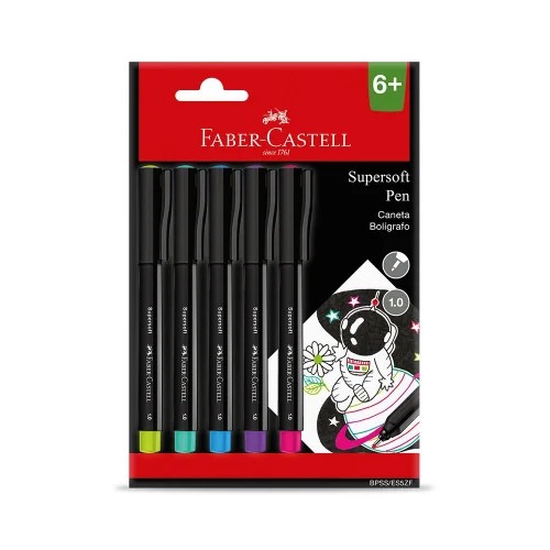 CANETA SUPERSOFT 1.0MM NEON 5 CORES FABER CASTELL