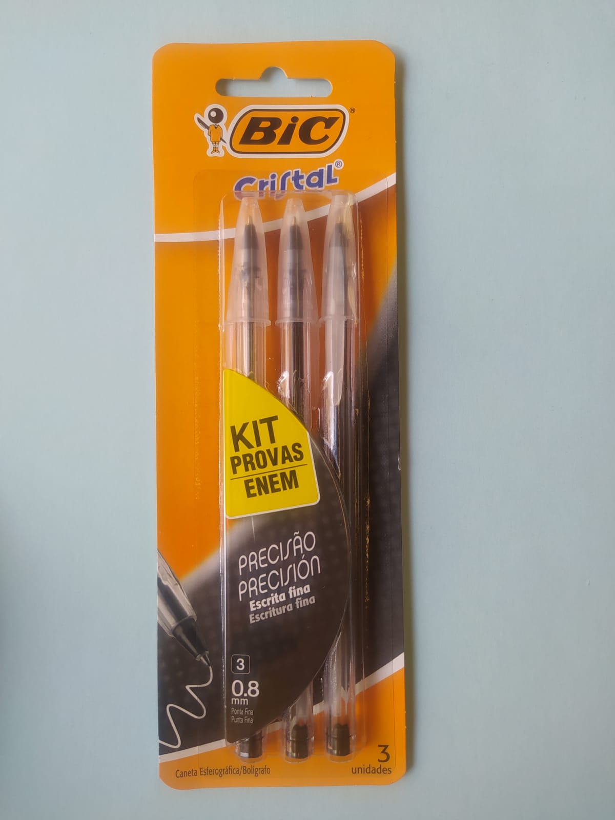 CANETA BIC CRISTAL FINA KIT ENEM C/3 PRETA
