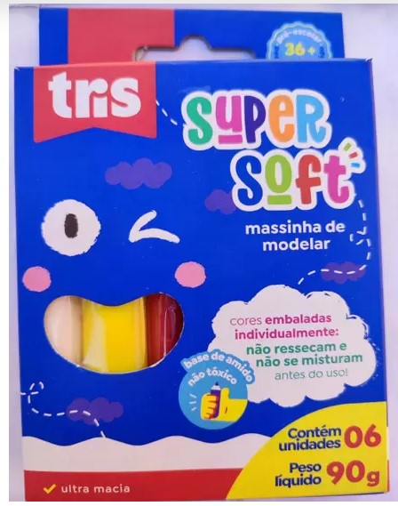 MASSA DE MODELAR TRIS SUPER SOFT 90G C/6 CORES