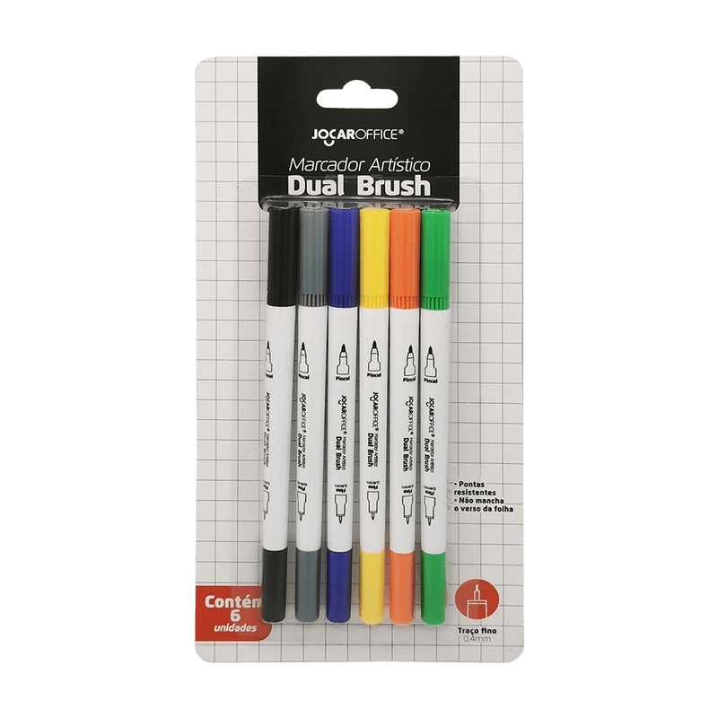MARCADOR JOCAR DUAL BRUSH BLISTER C/6