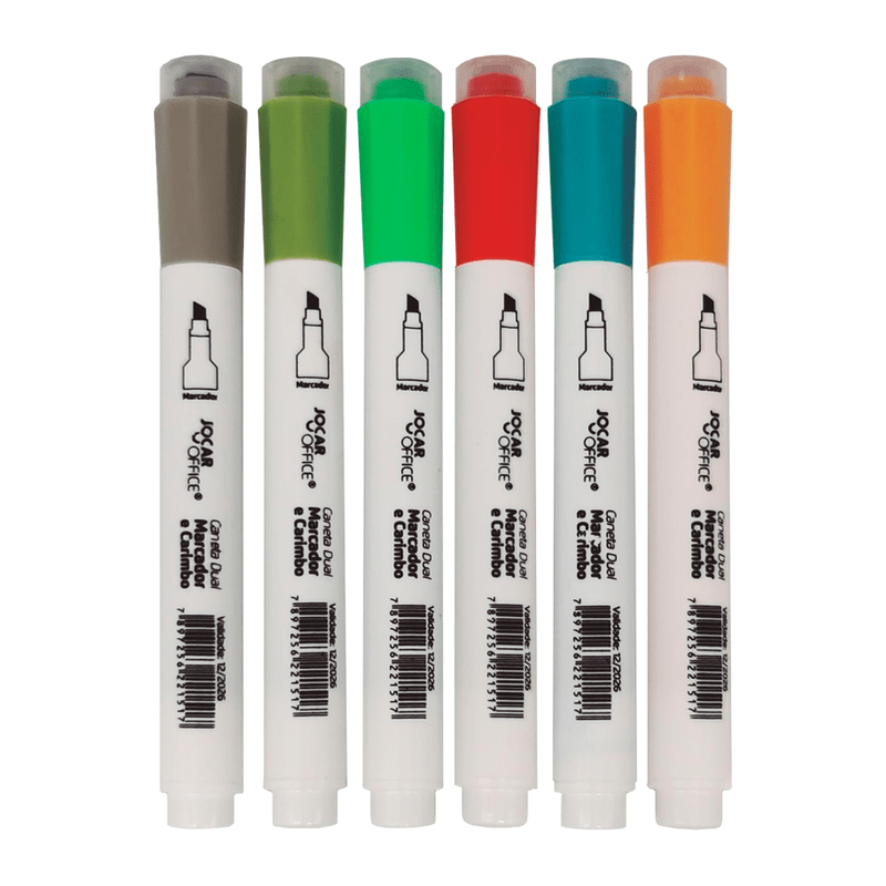 CANETA JOCAR DUAL MARCADOR E CARIMBO SORTIDO